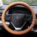 Cheap Car Steering Wheel Wrap Genuine Leather 15 Inch 38CM - Orange