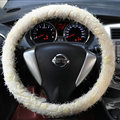 Cheap Lace Car Steering Wheel Cover Bud Silk Fiber Cloth 15 Inch 38CM - Beige