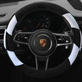 Cheaper Car Steering Wheel Covers Velvet 15 Inch 38CM - Black White