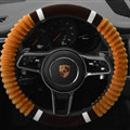 Cheaper Car Steering Wheel Wrap Velvet 15 Inch 38CM - Coffee