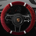 Cheaper Car Steering Wheel Wrap Velvet 15 Inch 38CM - Red