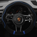 Cheapest Car Steering Wheel Covers Velvet 15 Inch 38CM - Black Blue