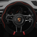 Cheapest Car Steering Wheel Covers Velvet 15 Inch 38CM - Black Red