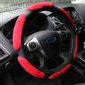 Cheapest Car Steering Wheels Covers Suedette Leather 15 Inch 38CM - Red