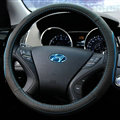 Classic Auto Steering Wheels Covers Cowhide Genuine Leather 15 Inch 38CM - Black Blue