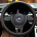 Classic Auto Steering Wheels Covers Cowhide Genuine Leather 15 Inch 38CM - Black Orange
