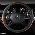 Classic Car Steering Wheel Wrap Genuine Leather 15 Inch 38CM - Black Orange