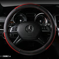 Classic Car Steering Wheel Wrap Genuine Leather 15 Inch 38CM - Black Red