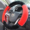 Classic Diamond Car Steering Wheel Wrap Velvet 15 Inch 38CM - Black Red