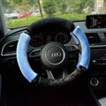 Classic Diamond Car Steering Wheel Wrap Velvet 15 Inch 38CM - Blue
