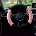 Classic Diamond Car Steering Wheel Wrap Velvet 15 Inch 38CM - Pink
