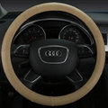 Cool Car Steering Wheel Wrap Genuine Leather 15 Inch 38CM - Beige