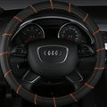 Cool Car Steering Wheel Wrap Genuine Leather 15 Inch 38CM - Black Brown