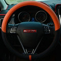 Cool Car Steering Wheels Covers Genuine Leather 15 Inch 38CM - Black Orange