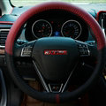 Cool Car Steering Wheels Covers Genuine Leather 15 Inch 38CM - Black Red