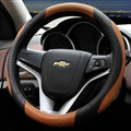 Cooling Car Steering Wheels Covers Genuine Leather 15 Inch 38CM - Black Brown