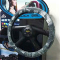 Cooling Man Camo Colorful Green Rubber Car Steering Wheel Cover 15 Inch 38CM - Grey