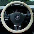 Elegant Auto Steering Wheel Wrap Genuine Leather 15 Inch 38CM - Beige