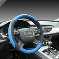 Elegant Car Steering Wheel Wrap PU Leather 15 Inch 38CM - Black Blue