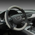Elegant Car Steering Wheel Wrap PU Leather 15 Inch 38CM - Black Grey