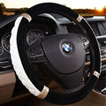 Embroidery Auto Steering Wheel Covers Velvet 15 Inch 38CM - Black
