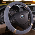 Embroidery Auto Steering Wheel Covers Velvet 15 Inch 38CM - Grey