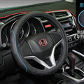 Fashion Car Steering Wheel Covers Genuine Leather 15 Inch 38CM - Black Blue