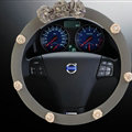 Floral Diamond Car Steering Wheel Wrap Cotton 15 Inch 38CM - Grey