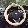 Flower Diamond Car Steering Wheel Wrap Velvet 15 Inch 38CM - Beige
