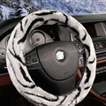 Fluffy Auto Steering Wheel Covers Velvet 15 Inch 38CM - Grey