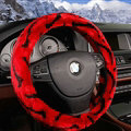 Fluffy Auto Steering Wheel Covers Velvet 15 Inch 38CM - Red