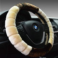Fluffy Auto Steering Wheel Wrap Velvet 15 Inch 38CM - Beige