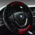 Fluffy Auto Steering Wheel Wrap Velvet 15 Inch 38CM - Black