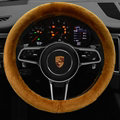 Fluffy Car Steering Wheel Wrap Velvet 15 Inch 38CM - Brown