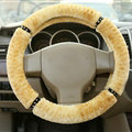 Fluffy Diamond Car Steering Wheel Wrap Velvet 15 Inch 38CM - Yellow