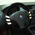 Fringe Auto Steering Wheel Wrap Velvet 15 Inch 38CM - Black