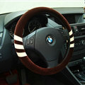 Fringe Auto Steering Wheel Wrap Velvet 15 Inch 38CM - Brown