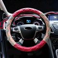 Funky Diamond Car Steering Wheel Cover PU Leather 15 Inch 38CM - Pink