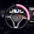 Funky Diamond Car Steering Wheel Covers PU Leather 15 Inch 38CM - Black Red