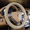 High Quality Car Steering Wheel Covers Genuine Leather 15 Inch 38CM - Beige