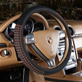 High Quality Car Steering Wheel Covers Genuine Leather 15 Inch 38CM - Black Brown