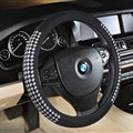 High Quality Car Steering Wheel Covers Genuine Leather 15 Inch 38CM - Black White