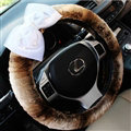 Pearl Bud Silk Bowknot Car Steering Wheel Cover Velvet 15 Inch 38CM - Brown