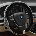 Personalized Auto Steering Wheel Covers Velvet 15 Inch 38CM - Black