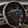 Personalized Auto Steering Wheel Covers Velvet 15 Inch 38CM - Brown