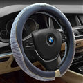 Personalized Auto Steering Wheel Covers Velvet 15 Inch 38CM - Grey