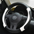 Personalized Car Steering Wheel Wrap Genuine Leather 15 Inch 38CM - Black White