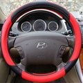 Pretty Car Steering Wheel Wrap PU Leather 15 Inch 38CM - Red