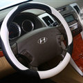 Pretty Car Steering Wheel Wrap PU Leather 15 Inch 38CM - White