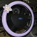 Pretty Rhododendron Car Steering Wheel Wrap PU Leather 15 Inch 38CM - Purple